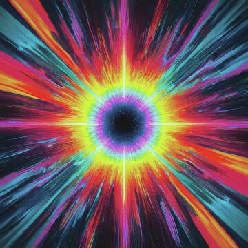 Colorful abstract explosion with vibrant radial lines.