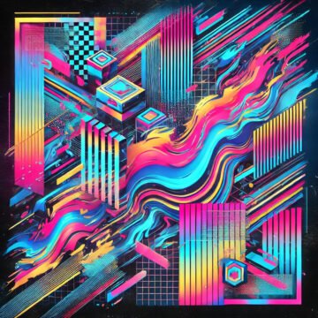 Colorful geometric abstract art with vibrant lines.