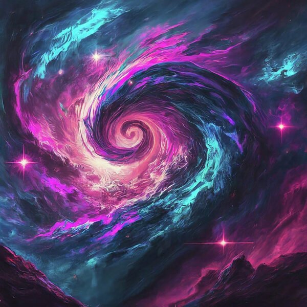 Colorful cosmic swirl with stars