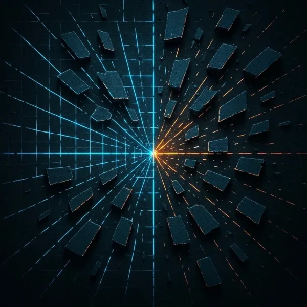 Abstract 3D geometric grid and blocks.